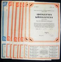 1946. Ideiglenes Kötelezvény - Budapest Székesfőváros 100 font sterlinről (2x) egymásutáni sorszámokkal + 480K-ról (7x) 6 egymásutáni sorszámmal + 2400K-ról, szelvényekkel, összesen 10db!