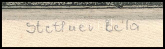 Stettner Béla (1928-1984): Tevan Andor. Rézkarc, papír, jelzett. 30x19 cm