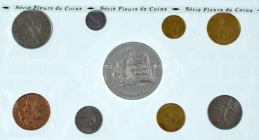 Franciaország 1974. 1c-50Fr (9xklf) forgalmi sor eredeti tokban, közte Ag érme T:UNC
France 1974. 1...