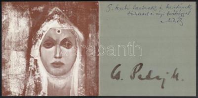 cca 1969-1981 Cs. Pataj Mihály (1921-2008): 2 db DEDIKÁLT kiállítási prospektusa, az egyikben meghív...