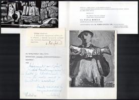 cca 1969-1981 Cs. Pataj Mihály (1921-2008): 2 db DEDIKÁLT kiállítási prospektusa, az egyikben meghív...