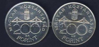 1992-94. 200Ft Ag "MNB" + "Deák" T:BU,2