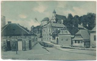 1913 Brassó, Kronstadt, Brasov; Hosszú középutca, E. Jekel üzlete. Zeidner H. kiadása / street view, shop (b)