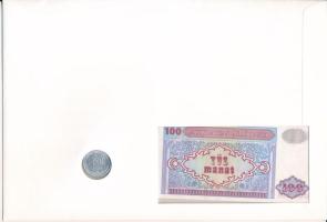 Azerbajdzsán 1993. 100M bankjegy + 50q Al borítékban, bélyeggel és bélyegzéssel T:UNC,XF
Azerbaijan...