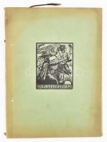 Kelet visszatérésének emlékére a M. E. G. E 1940" - 20 db-os irredenta ex libris album Erdély visszatérésének emlékére.  Magyar Exlibrisgyűjtők és Grafikabarátok Egyesülete, Budapest, 150/40. számú album. Zsinórfűzött kötésben, papírborítóval. (Zsinór szakadt) 21x28 cm