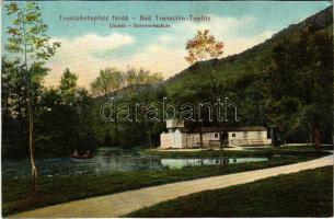 Trencsénteplic, Trencianske Teplice; Uszoda. Wertheim Zsigmond kiadása / Schwimmschule / swimming school (vágott / cut)