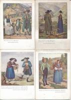 Altsteirische Trachtenbilder - 8 db RÉGI osztrák folklór művészlap: stájer viseletek / 8 pre-1945 Au...