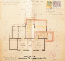 1923 Budapest, új iskola emeletráépítése, Bíró utca 16. szám, tervrajz, szakadással, 31×33 cm