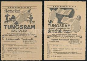 1934-1935 2 db nyugta rádióhasználati díj befizetéséről, Tungsram reklámokkal