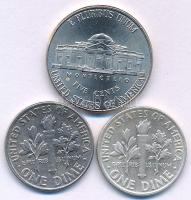 Amerikai Egyesült Államok 1963-1964. 1d (10c) Ag "Roosevelt" (2xklf) + 2014P 5c Cu-Ni T:AU...