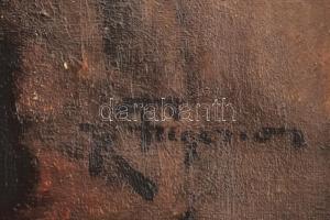 Raffaele Frigerio (1875-1948): Pipázó nagypapa az unokával. Olaj, vászon, jelezve jobbra fent. Javít...