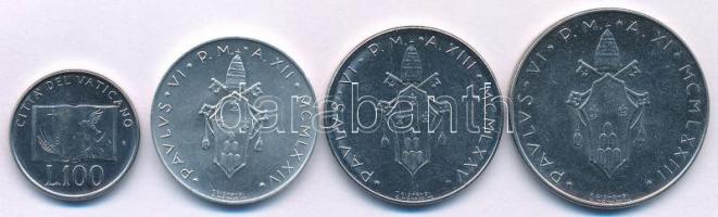Vatikán 1973. 100L acél + 1974. 10L Al + 1975. 50L acél + 1992. 100L acél T:AU,XF
Vatican 1973. 100...
