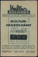 1942 Kultur Jegyiroda által kiadott fényképes kultúrigazolvány , belső oldalán a Nemzeti Sportuszoda igazolványa