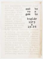 1973 Szövegek - textus Boglár kiállítási plakát 30x42 cm, Kis sérüléssel.