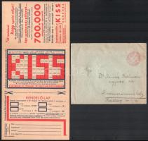 1937 Kiss Károly és Társa Bank Rt. osztálysorsjáték megrendelőlap, eredeti borítékkal, kihajtva: 28,5x14 cm