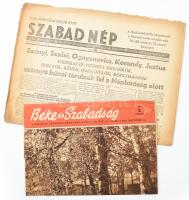 1949-1956 Szabad Nép VII. évf. 218. sz., 1949. szept. 20., bene a Rajk-per tárgyalásának hírével, hiányos + 2 db Rajk László újratemetésével kapcsolatos újságkivágás