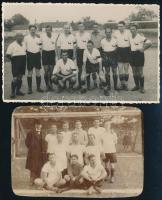 cca 1920-1940 Aradi futballcsapatok, 2 db fotó, egyik felületén törésnyomok, 7,5×11,5 és 17,5×8,5 cm