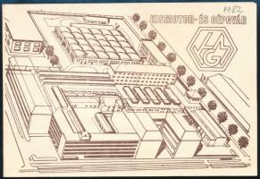 1982 Kismotor- és Gépgyár (korábban Csonka János Gépgyár) grafikus meghívó / borító (belül üres), szign.: Krausz, 15,5x10,5 cm