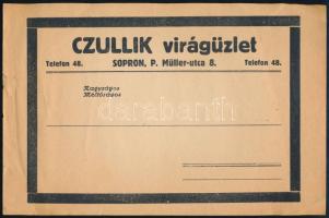 cca 1910-1920 Sopron, Czullik virágüzlet fejléces levelezőlap, apró lapszéli szakadásokkal, 23x15,5 cm