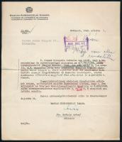 1949 Bp., a Magyar Kereskedelmi Kamara levele a Csonka János Gépgyár Rt. részére kamarai taggá választásról, Székely Artúr főtitkár aláírásával