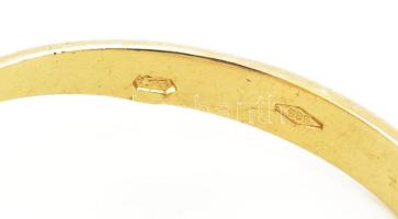 Arany (Au) 14K gyöngyös-köves gyűrű, jelzett, méret: 58, bruttó: 3,5 g