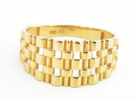 Arany (Au) 14K áttört, bordázott gyűrű, jelzett, méret: 56, bruttó: 2,7 g