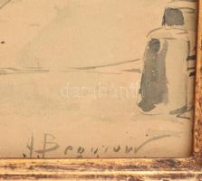 Alexander Begrov (Beggrov) (1841-1914): Szentpétervári kikötő. Akvarell, karton. Jelzett 22x27 cm ho...