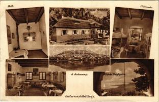 1940 Badacsonylábdihegy (Badacsonytördemic), Rodostó turistaház, hall, hálószoba, étterem, kilátás Szigligetre, Badacsony (EK)