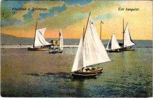 1920 Balaton, Vitorlások a Balatonon, esti hangulat (EK)