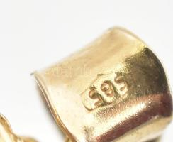 Arany (Au) 14K piros-fehér köves virág medál, jelzett, 1,6×0,6 cm, bruttó: 0,7 g