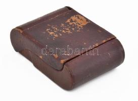 Looping antik svájci utazóóra, bőr tokjában, kopással, működik