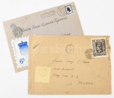 2 db levélboríték rajzolt bélyegekkel és bélyegzésekkel 23x18 cm