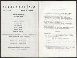 1981 Fészek Galéria Párizs-Budapest fotókiállítás bemutató és meghívó 5 db fotó reprodukcióval 20x30...