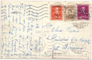 1944 Vidombák, Weidenbach, Ghimbav (Brassó); utca, evangélikus erődtemplom, ökrös szekér / street vi...