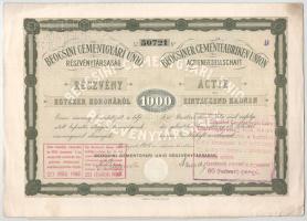 Budapest 1923. "Beocsini Cementgyári Unió Részvénytársaság" részvénye 1000K-ról (3x) sorsz...
