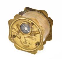 Antik rugós óraszerkezet ébresztő funkcióval, sérült zománc számlappal,8x8x6 cm