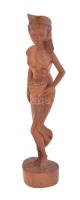 Női akt. Faragott fa szobor, m: 29 cm