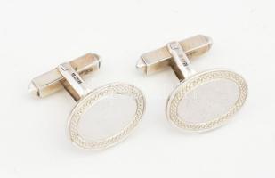 Ezüst (Ag) ovális mandzsettagomb-pár, jelzett, 2,2×2 cm, nettó: 10,5 g
