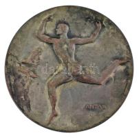 Antal Károly (1909-1994) 1943. Budapest Sport Egyesület kétoldalas ezüstözött bronz díjérem hátoldalán 1943. 1. 15. I. gravírozással, tokban (59mm) T:AU,XF kopott ezüstözés
