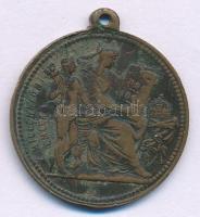 1896. "Milleniumi emlék / I. Ferencz József" kétoldalas bronz emlékérem füllel (30mm) T:VF...
