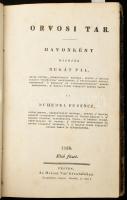 Orvosi tár. Havonként kiadják Bugát Pál és Schedel Ferenc. IX. kötet. III. év. I-III. füzet. Pesten, 1833, Orvosi Tár', 248+2 p. Korabeli kartonált papírkötés, kopott borítóval, volt könyvtári példány, bélyegzésekkel.