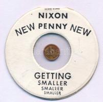 Amerikai Egyesült Államok ~1970. 1c "Nixon New Penny" bronz szatírikus minipénz papírtokba...