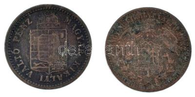 ó1869KB 1kr Cu "Angyalos címer" + 1883KB 1Kr Cu T:VF patina Adamo M4.1