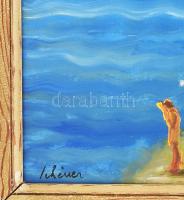 Schéner jelzéssel: Strandolók. Olaj, farost. Dekoratí, kissé sérült fakeretben, 50×70 cm