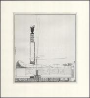 Kozma Lajos (1884-1948): Ravatalon. Nyomat, papír, paszpartuban, jelzett a nyomaton, 22×20 cm