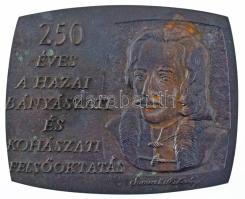 1985. "250 éves a hazai bányászati és kohászati felsőoktatás - Samuel Mikoviny" bronz emlékplakett (88x107mm) T:XF patina, szennyeződés