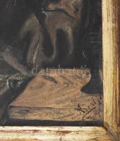 Király jelzéssel, feltehetően XIX. sz. vége/XX. sz. eleje: Program beszéd (Szerzetes). Olaj, karton....