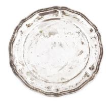 Ezüst(Ag) hullámos peremű tál, jelzett, d: 17,5 cm, nettó: 161 g