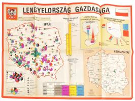 1969 Lengyelország gazdasága. Nagyméretű térkép adatokkal, statisztikákkal. Bp., Kossuth (Kartográfiai Vállalat), 80x55 cm / Economic map of Poland