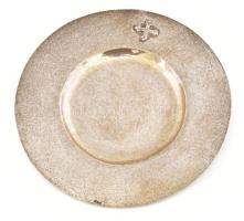 Ezüst(Ag) ostyatál, jelzett, d: 14,5 cm, nettó: 104 g
